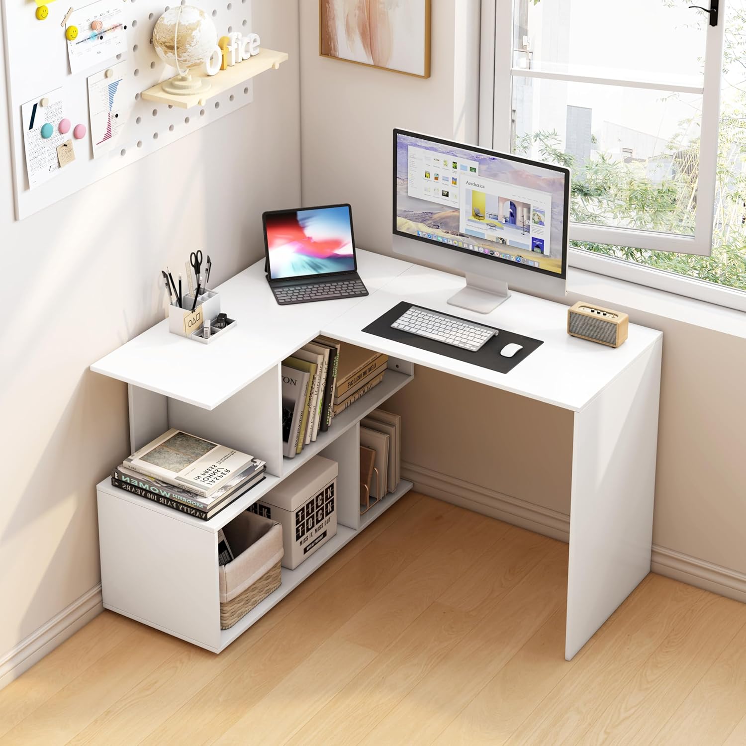 SURENHAP Table PC Bureau D'ordinateur Pour La Maison Et Le Bureau