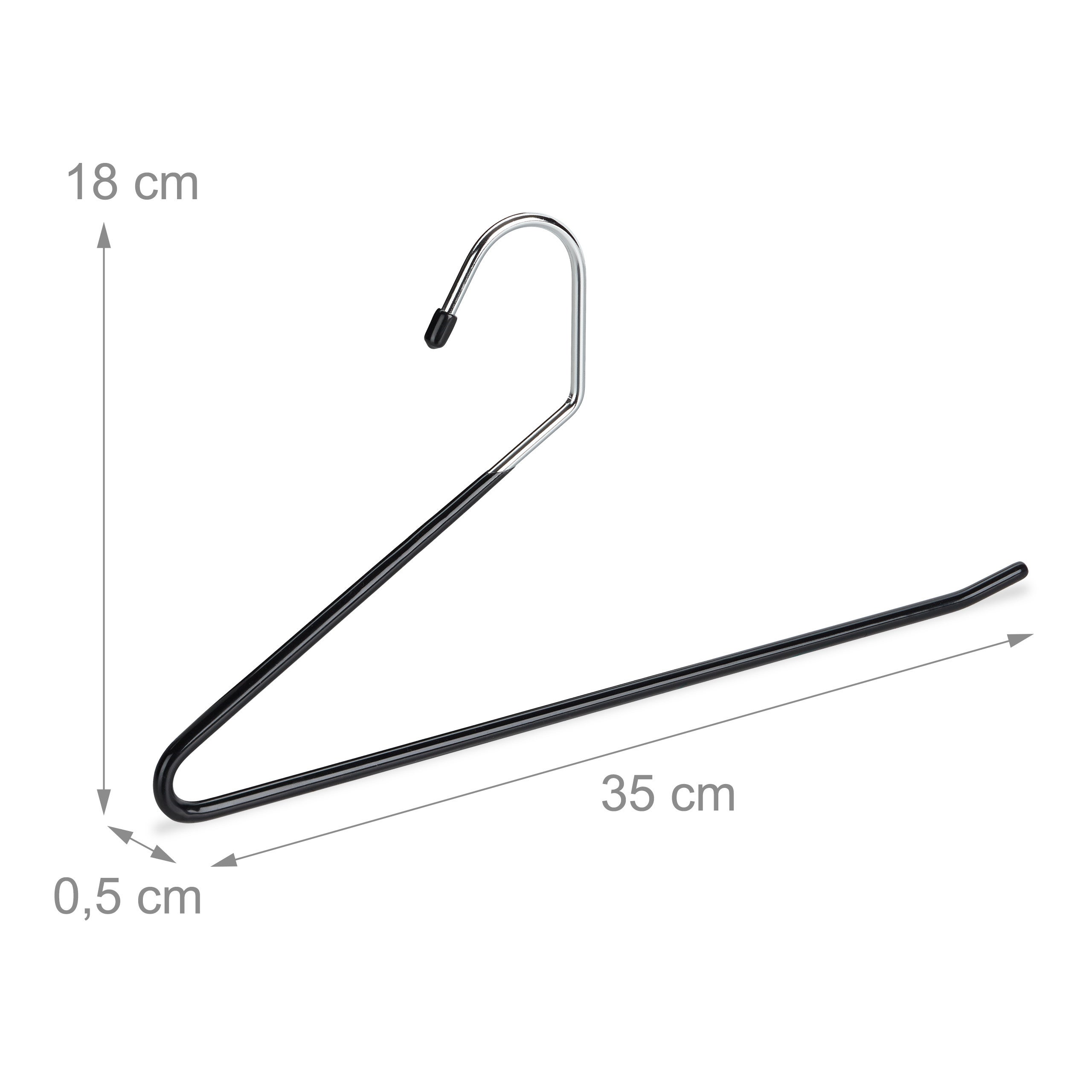 Cintres à pantalons revêtement pvc antidérapant en métal 35 cm lot de 12, noir, Relaxdays - 4