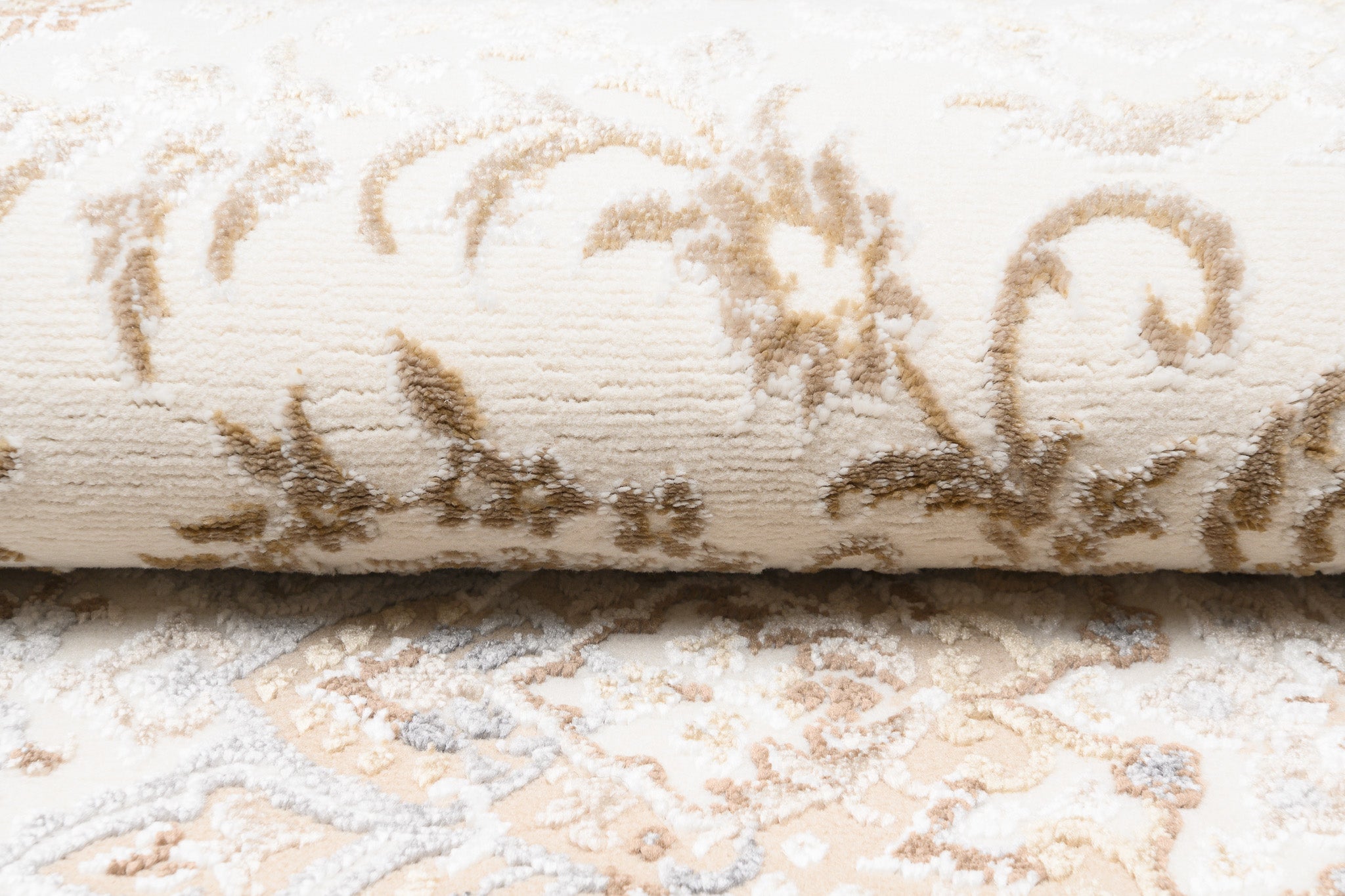 TAPISO Hera Tapis Salon Chambre Brillant Crème Beige Marron Vintage Rosace Floral Ornamental Bordé Moucheté Effet 3D OEKO-TEX 160 x 230 cm - 4