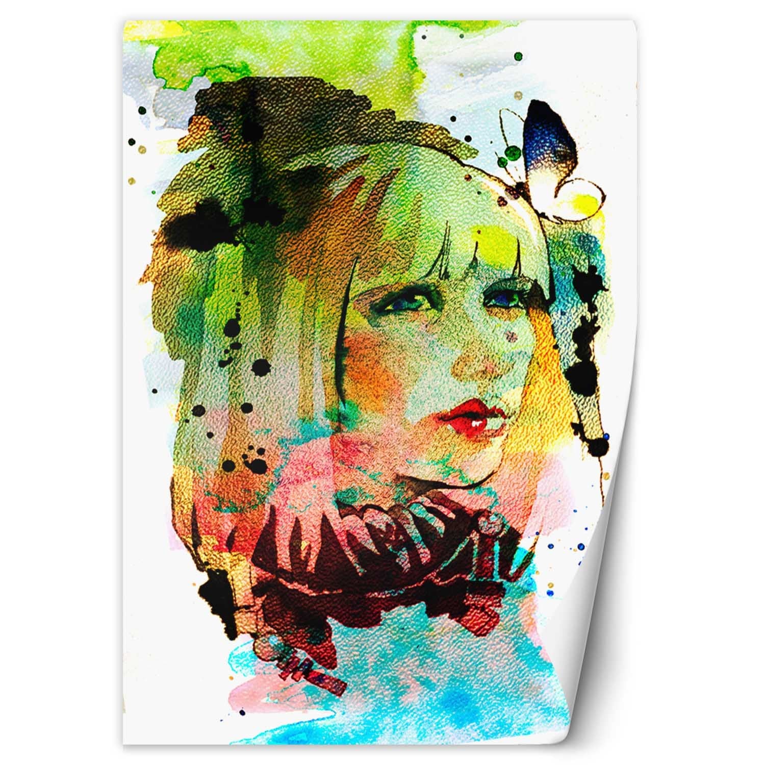 Fototapeta, Portret kobiety akwarela abstrakcja 200x280