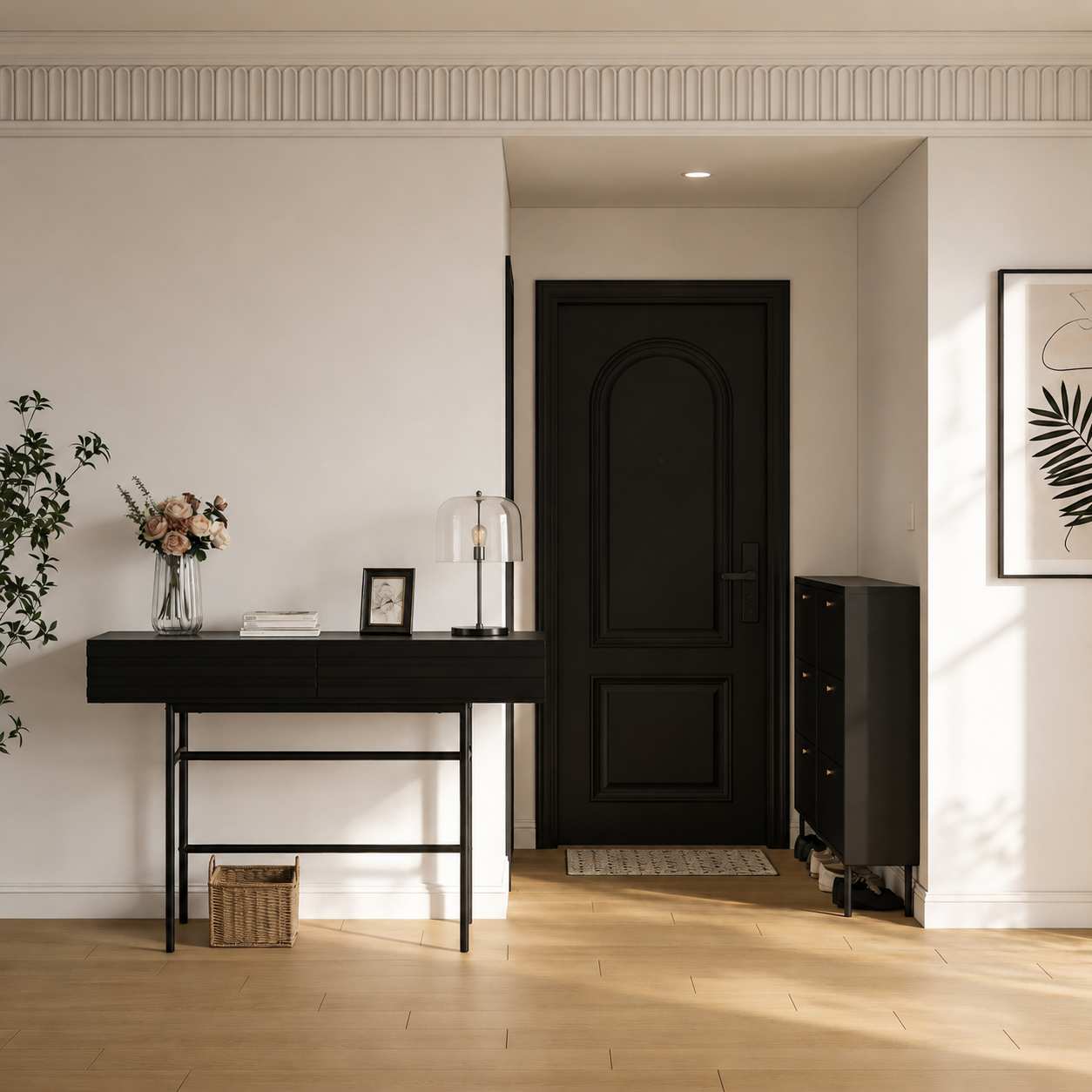 Table console Moderne avec 2 Tiroirs, Meuble d’entrée avec Pieds en Métal, 160x40.5x80.5, Noir - 8