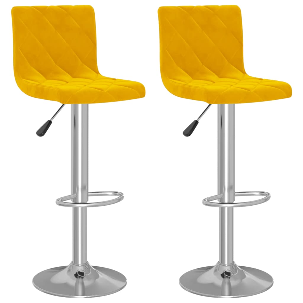 vidaXL Tabourets de bar lot de 2 jaune moutarde velours - 2