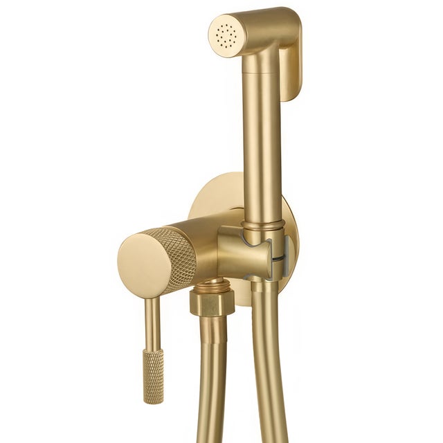 Valaz Robinet de bidet encastré rond en or mat avec protection PVD et poignée de luxe - Série Torina