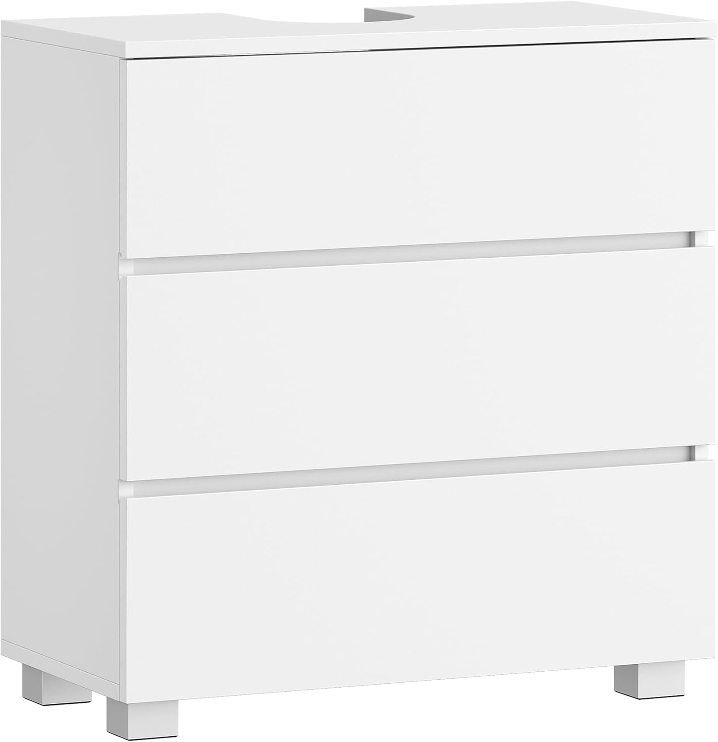 Mobile Sottolavabo per Bagno, Mobile Bagno Sottolavabo con 3 Cassetti, per Lavabo Senza Rialzo, Convient pour Bagnetto, Moderno, Bianco - 8