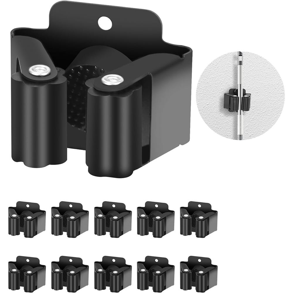 2 pièces quatre crochets en aluminium support de balai support mural, support de balai, support de vadrouille support mural noir + argent | Leroy Merlin 2 pièces quatre crochets en aluminium support de balai support mural, support de balai, support de vadrouille support mural noir + argent | Leroy Merlin
