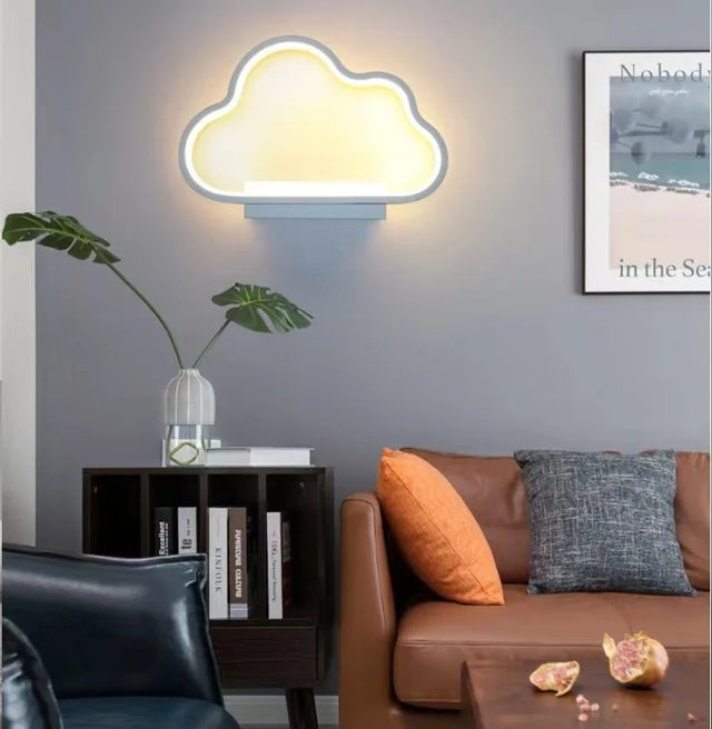 DUNMW Applique Murale Nuage Flottant Chambre Enfant – Veilleuse LED 15W 3 Températures, Nuage Mignon Décoratif