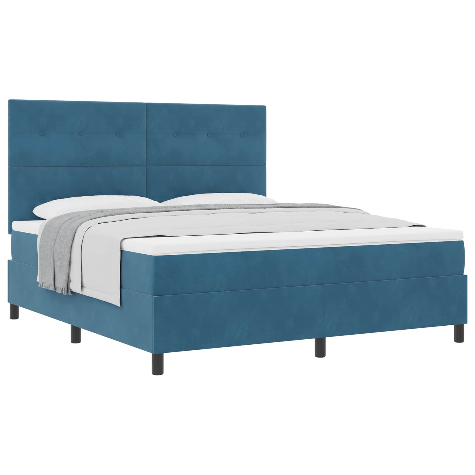 Cama tipo Box Spring Azul Oscuro 180 x 200 cm Terciopelo | Leroy Merlin