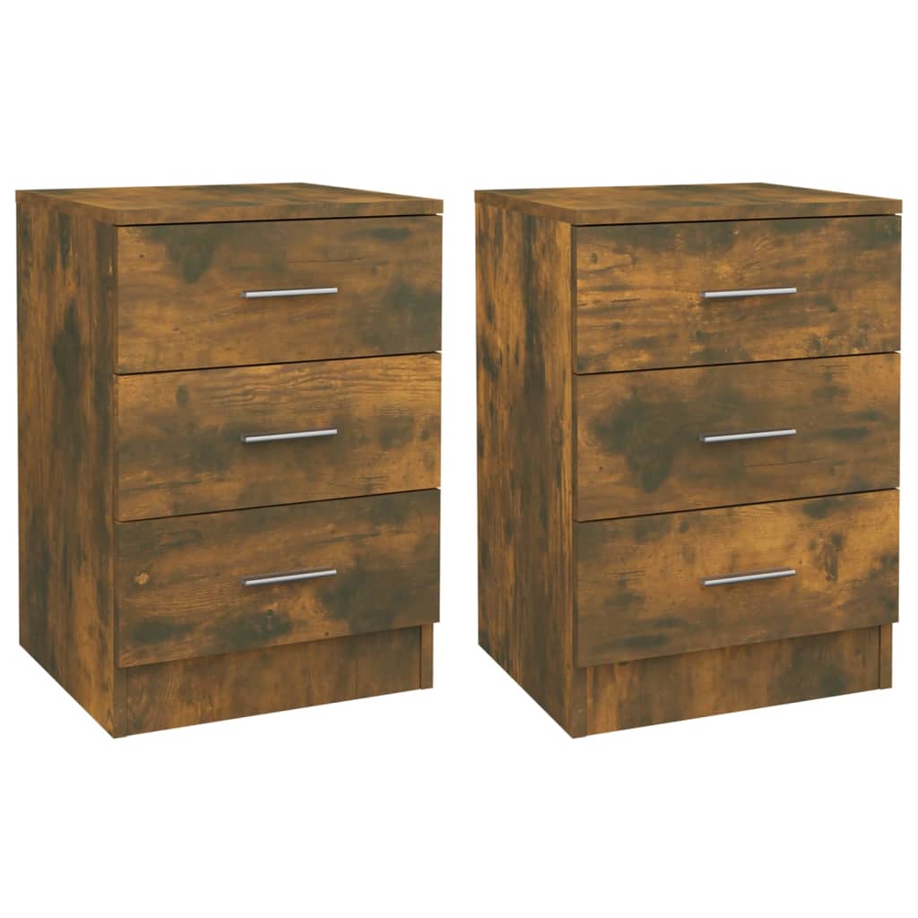 Lot de 2 Tables de chevet，Table d'appoint, Table de nuit pour Salon Chambre Chêne fumé 38x35x56 cm Bois d'ingénierie503456 - 2