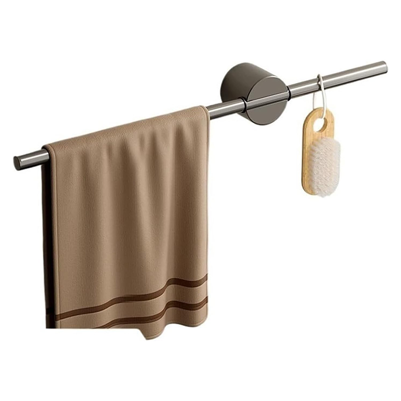 Kreatywny i regulowany, aluminiowy, ścienny wieszak na ręczniki, bez wiercenia, dekoracyjny drążek do przechowywania w łazience (szary, 50 cm)
