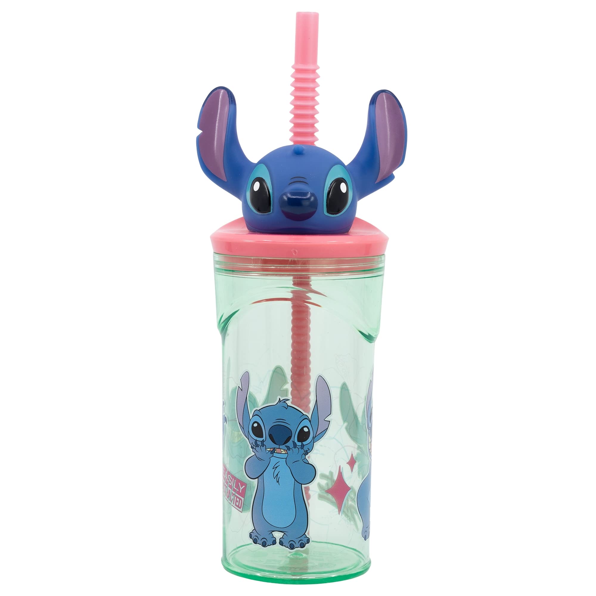 Tataway Bicchiere Con Cannuccia Flessibile 295 Ml Stitch – Tazza - 4