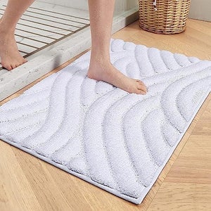 GIBZ Tappeto Da Bagno Antiscivolo In Microfibra Memory Foam, 45x65 Cm, Colore Grigio, Soffice E Assorbente Per Doccia E Soggiorno - 2