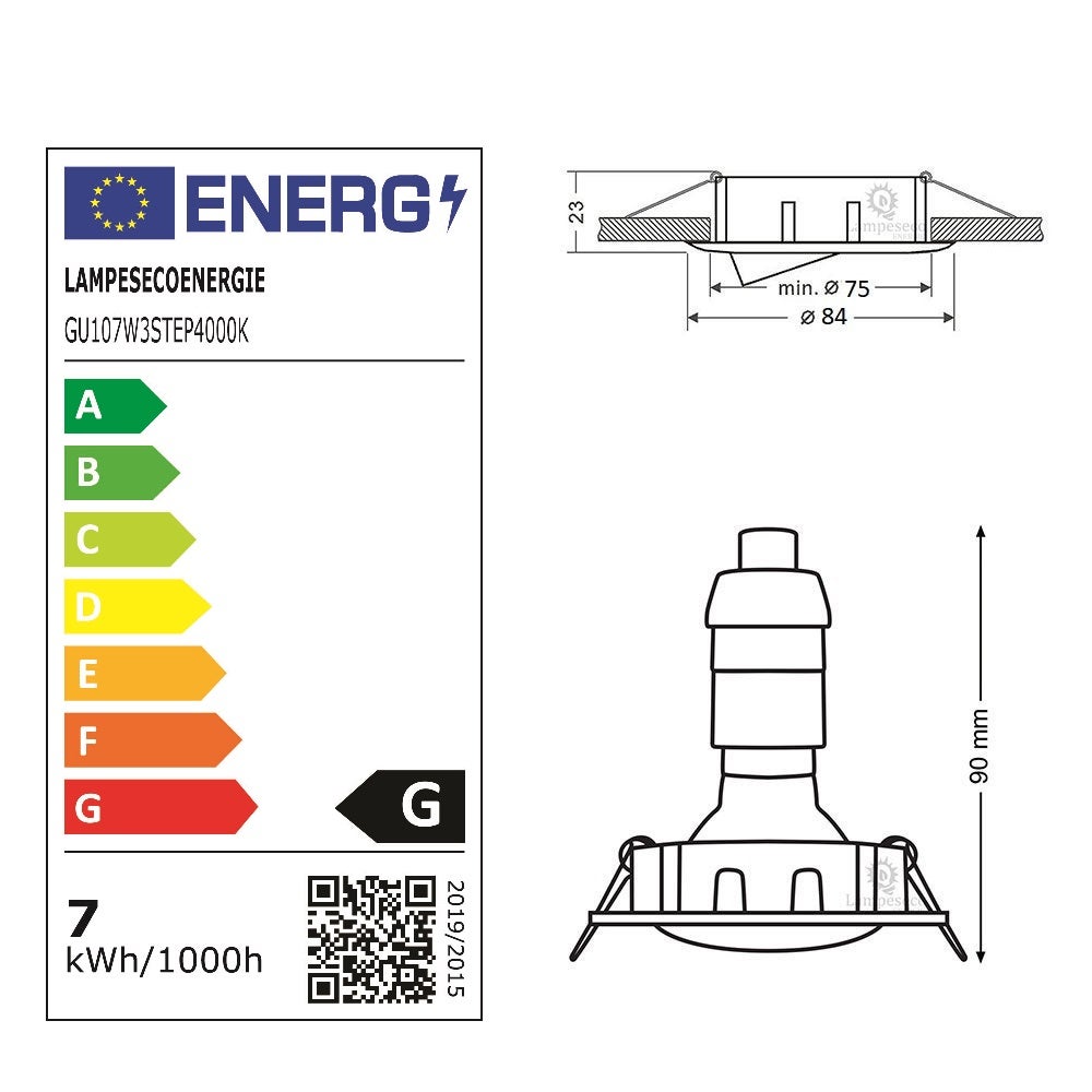 5 Spots led 3-step dimmable sans variateur 7w eq.56w blanc neutre orientable finition blanc - 4