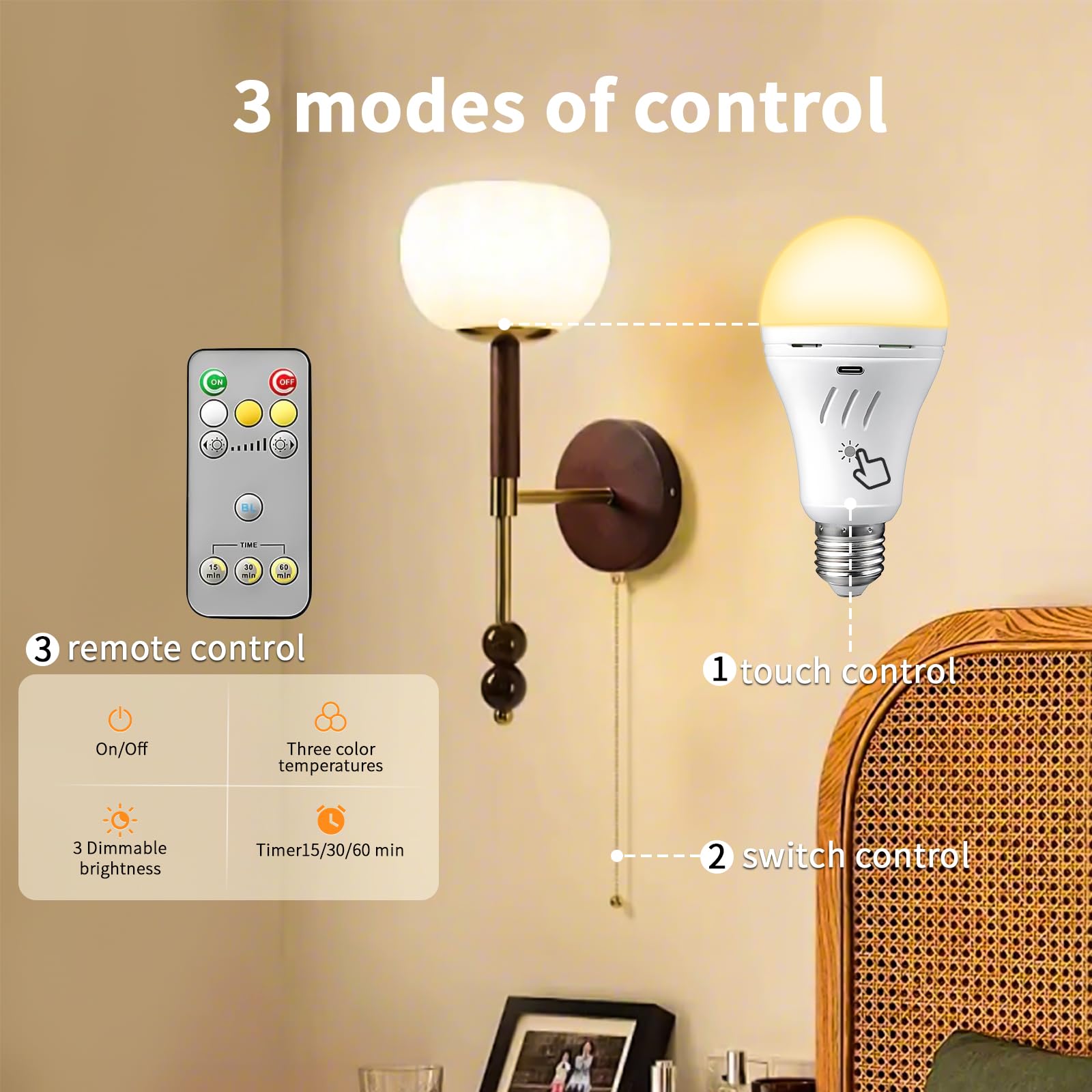 Suright 2 Lampadine Ricaricabili E27 Con Telecomando – Luci Dimmerabili 3 Colori Con Base Magnetica E Batteria 2500mAh