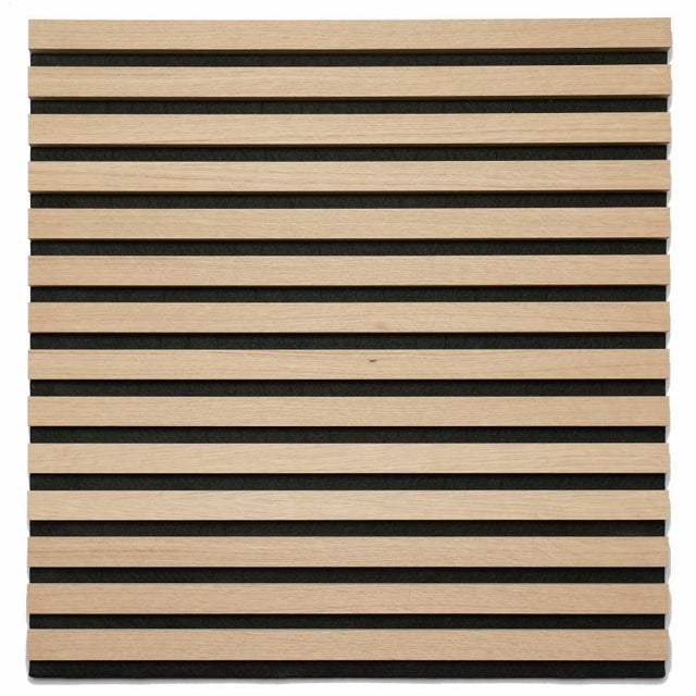 Panneau mural tasseaux 60 x 60 x 1,9 cm - Lattes chêne clair véritable fond noir 0,36m²