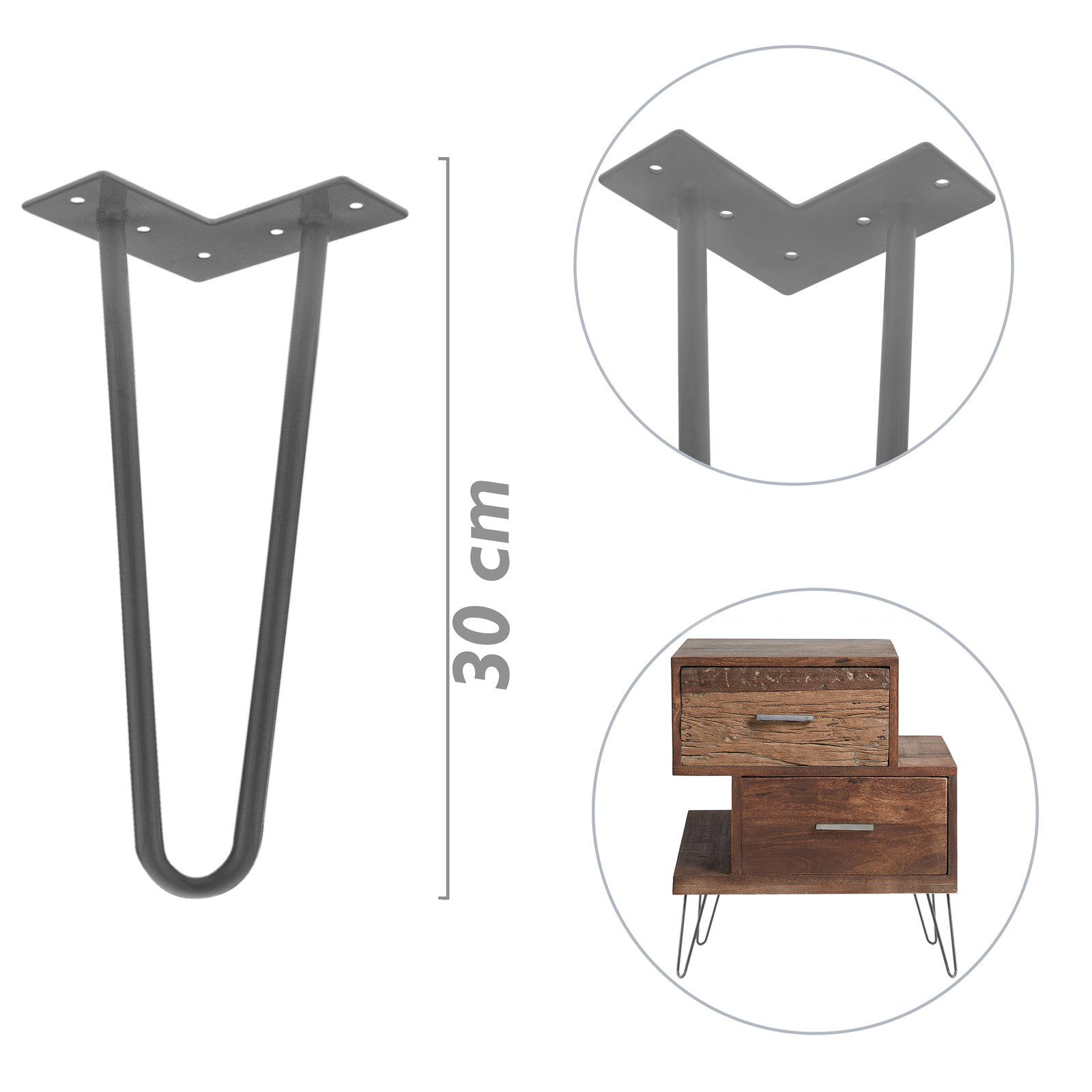 Piedini Regolabili Per Letto - Gambe In Metallo Nero 25 Cm Con Viti E Base Antiscivolo - Foto 3