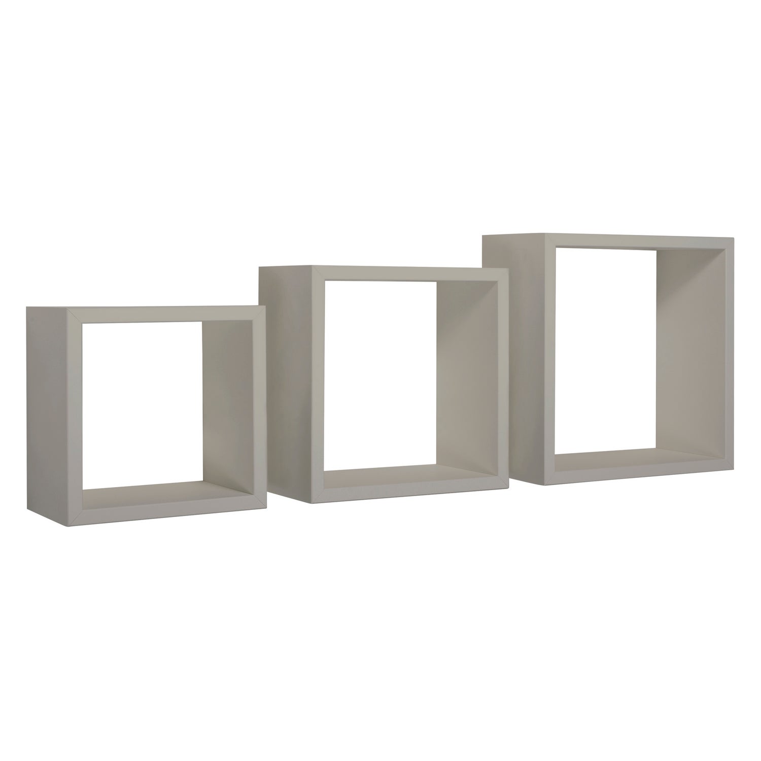 Ensemble de 3 étagères murales, cubes décoratifs, étagères cubiques, cubes muraux, brun taupe, 35x35, 30x30 et 25x25 cm de profondeur 15,5 cm - 5