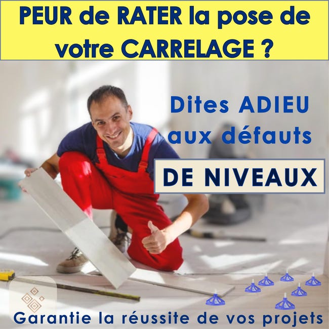 Kit Croisillon Carrelage Autonivelant 2mm 3mm x100 + Cadran Réutilisable x100 Outil de Nivellement Cale Carrelage Sol Mur Épaisseur 3-19mm Joint 2mm - 3