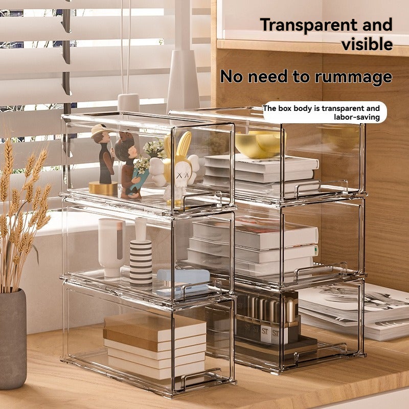 Organiseur de tiroir acrylique ClearView grande capacité anti-poussière empilable pour petits objets bureau cosmétiques - 3