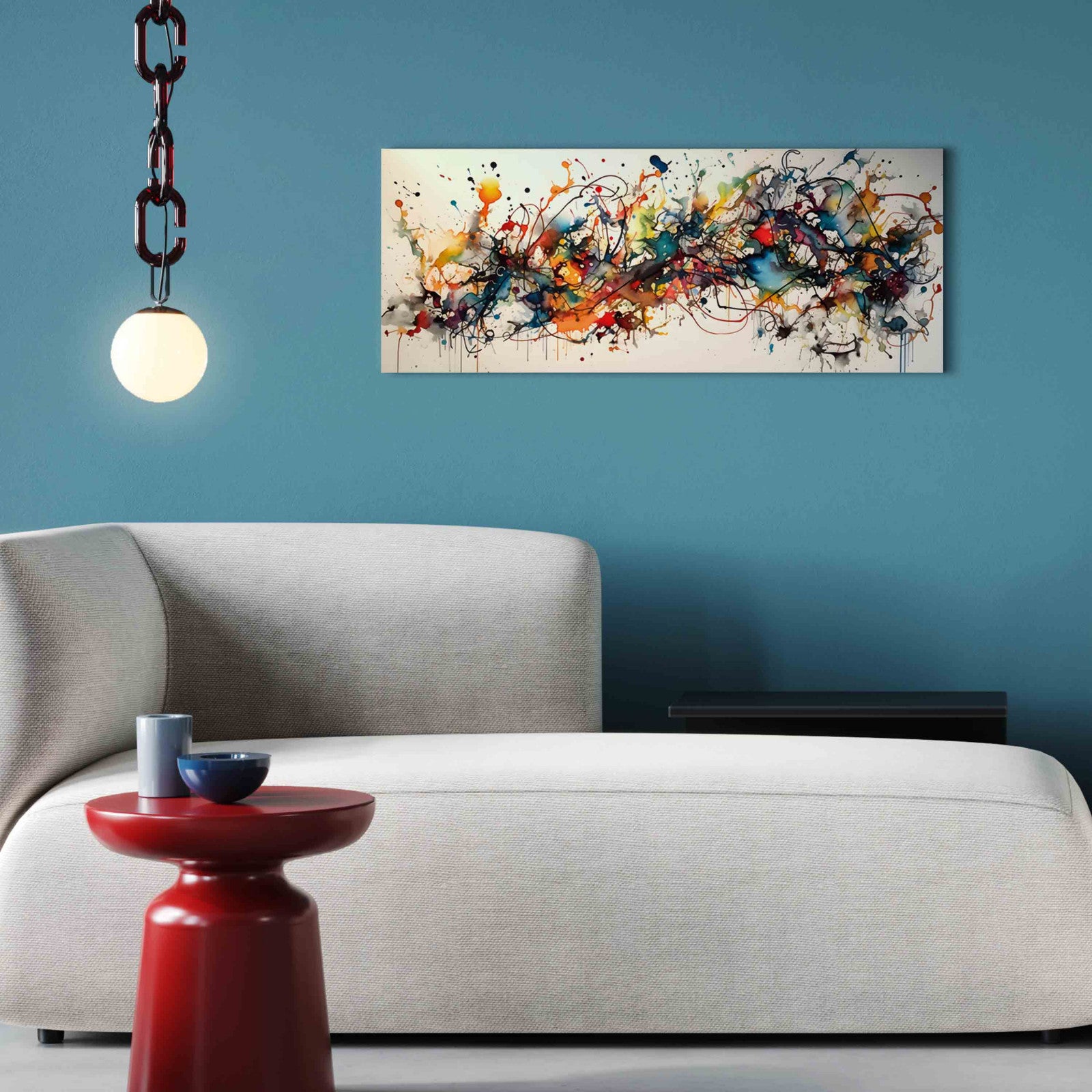 Toile Abstraite Colorée Horizontale pour Décor Moderne - 100 x 40 cm - 2