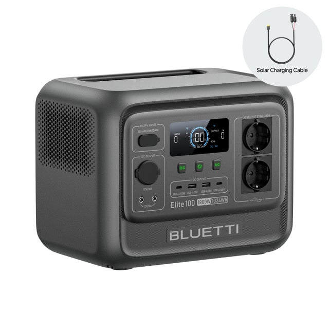 BLUETTI Elite 100 V2 Estación de Energía Portátil, Batería LiFePO4 1024Wh, Potencia CA 1800W, Sistema UPS para Respaldo Doméstico y Camping