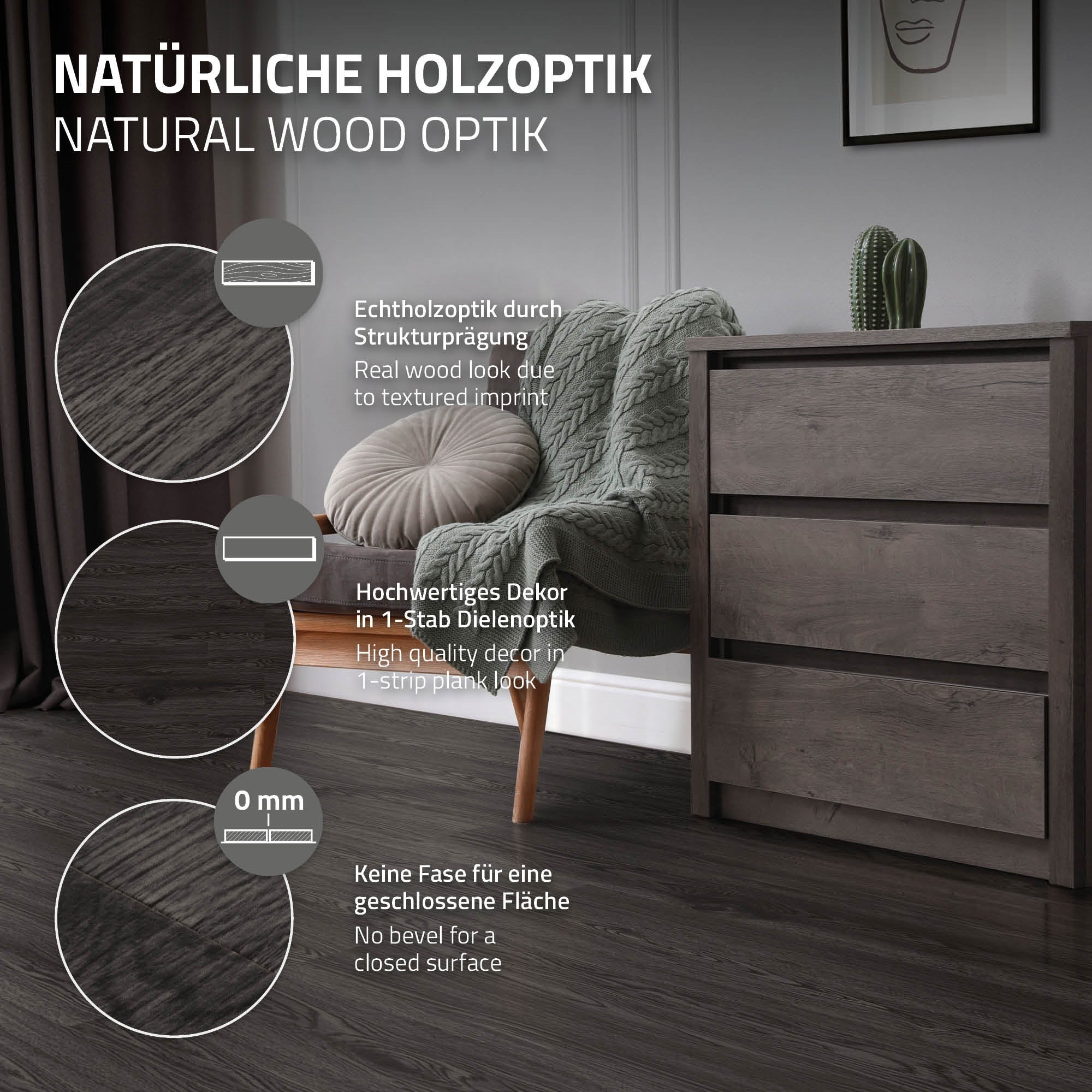 Revêtement de sol autocollant en PVC vinyle 2,23m²/16 planches 91,5 cm x 15,3 cm gris foncé aspect chêne antidérapant résistant à l'eau l'abrasion - 4