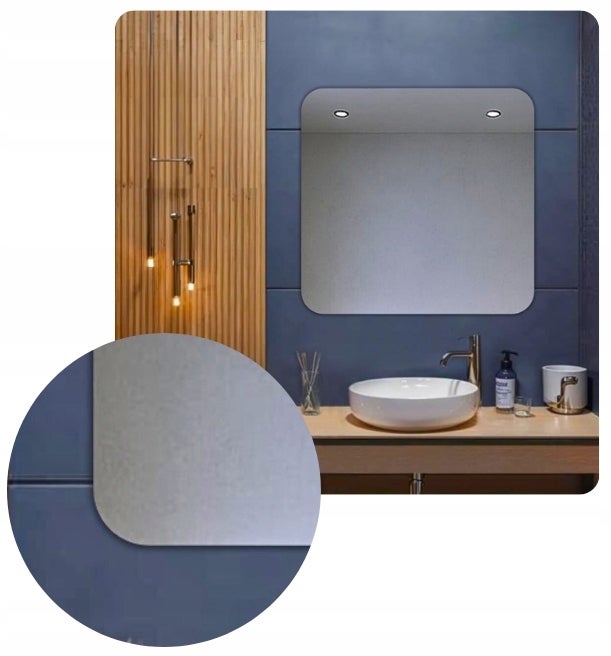 Lustro 70x70 cm Zaokrąglone Rogi Bez Oświetlenia Łazienkowe Bez Ramy