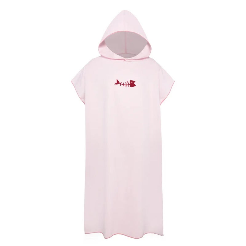 Dellyy Cape de Plage Serviette Bain Microfibre Séchage Rapide, Capuche Adulte, Peignoir à Langer, Peignoir Femme