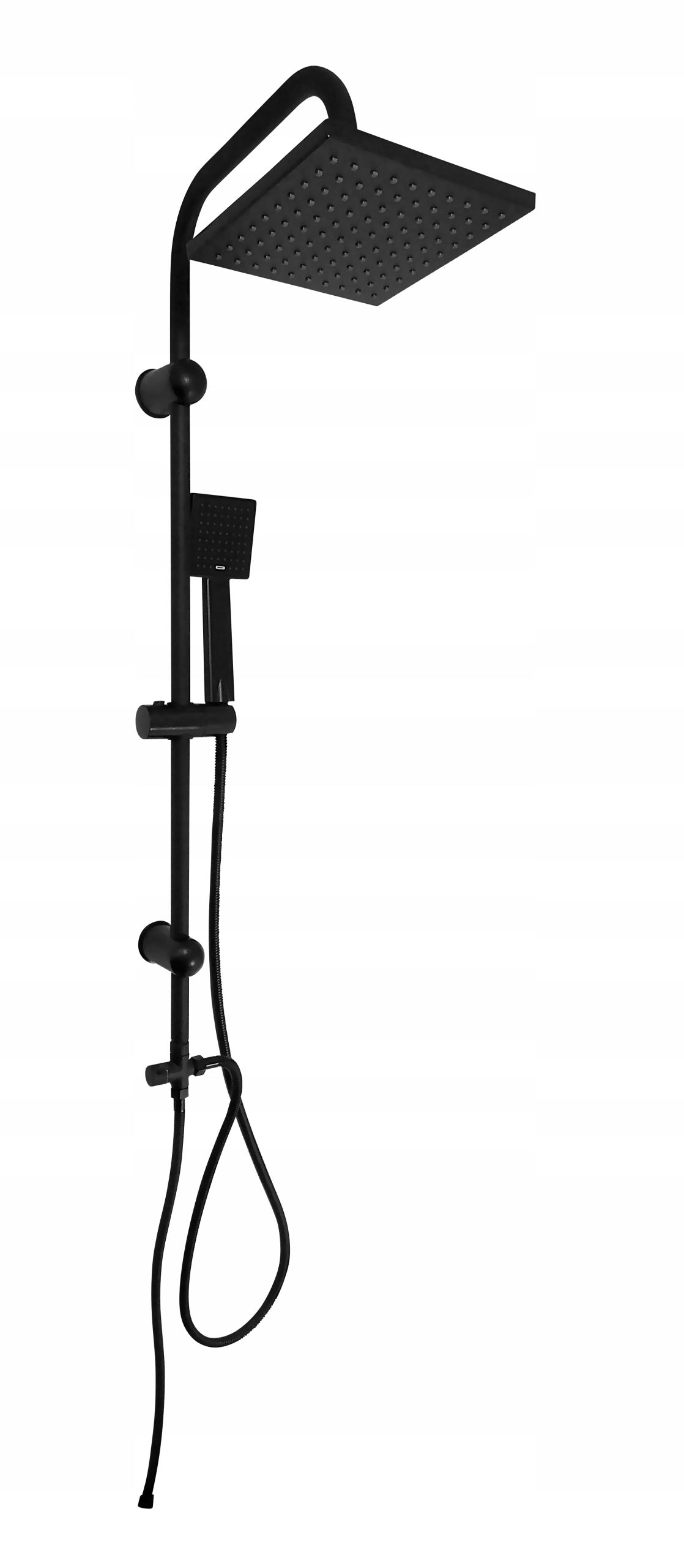Zestaw prysznicowy ESTIVA TIMA Black regulowany deszczownica 20 cm stal nierdzewna S304