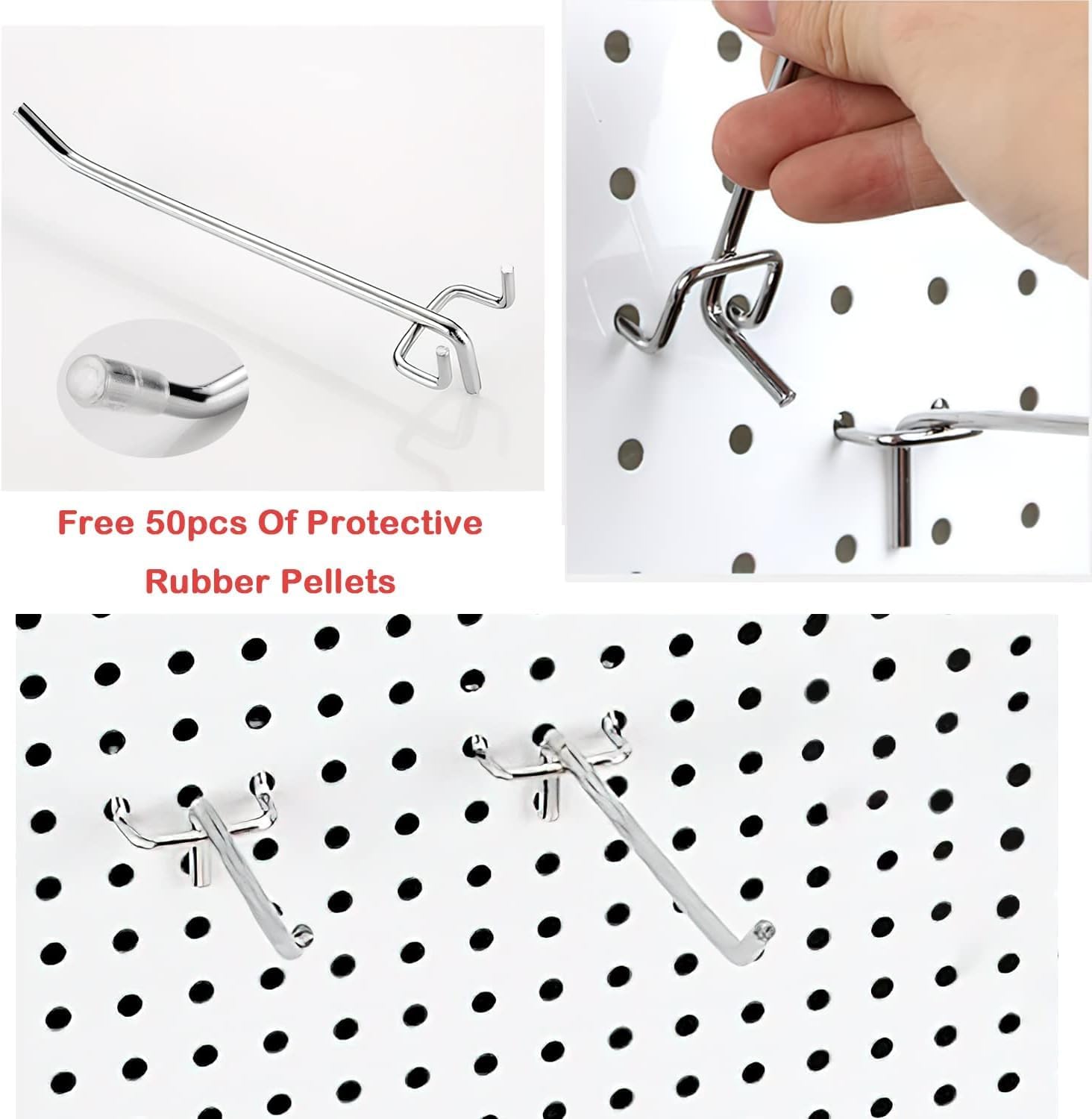 40 Pièces 10cm/5cm Crochets pour Panneaux Perforés Porte Panneau Mural Crochets Muraux pour les Outils d'Organisation,Étagères de Supermarchés,Racks à - 4