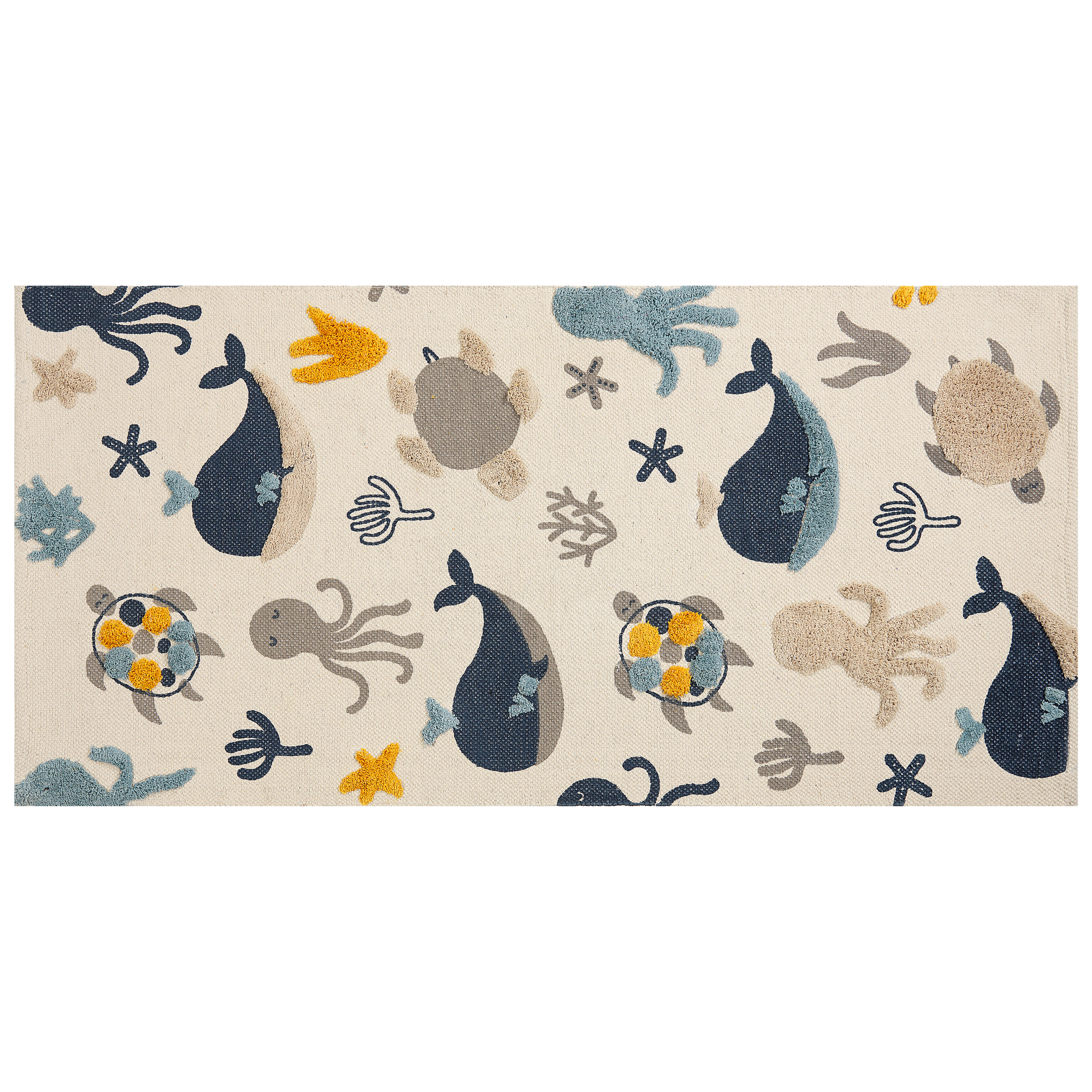 Beliani alfombra de algodón multicolor motivo animal 80 x 150 cm porsea