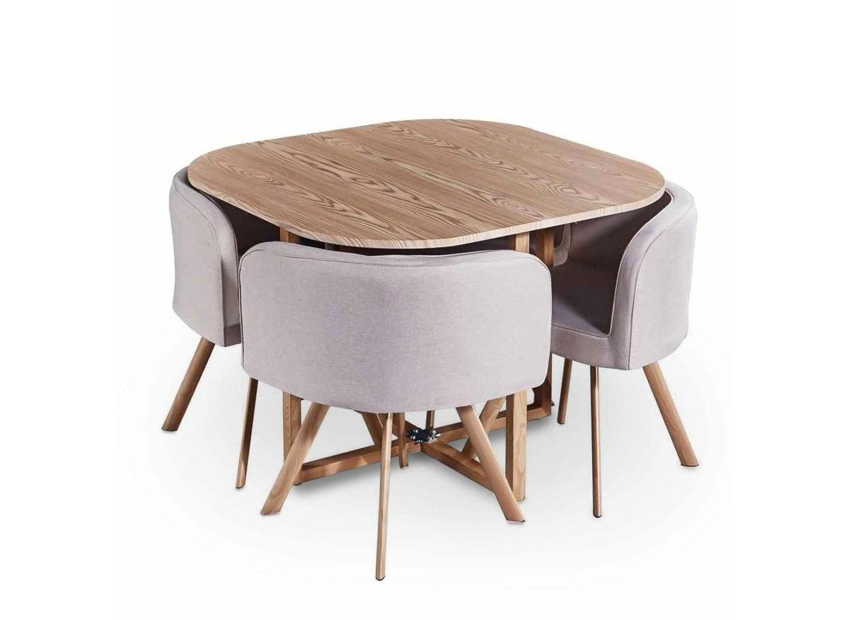 Ensemble table + 4 chaises encastrables beige FLEN - 2