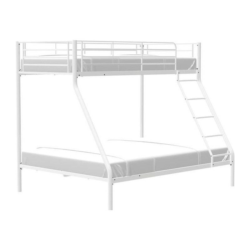 Lit Superposé 3 Places En Métal DORAFAIR - 90x200 Cm (haut) Et 140x200 Cm (bas), Blanc, Pour Enfants Et Adultes - 5
