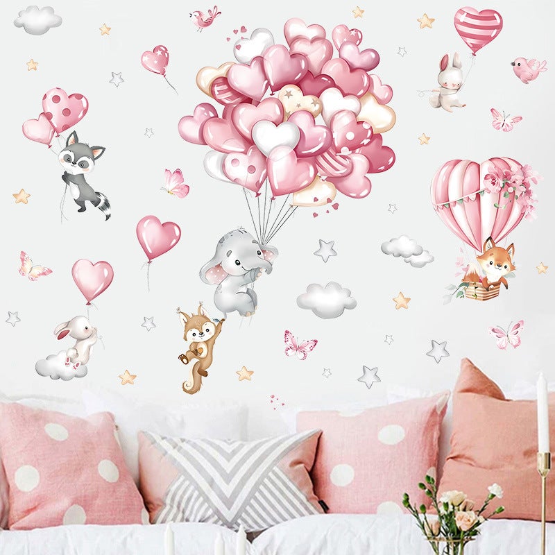 Stickers muraux animaux forêt Autocollant mural ballon rose | Leroy Merlin