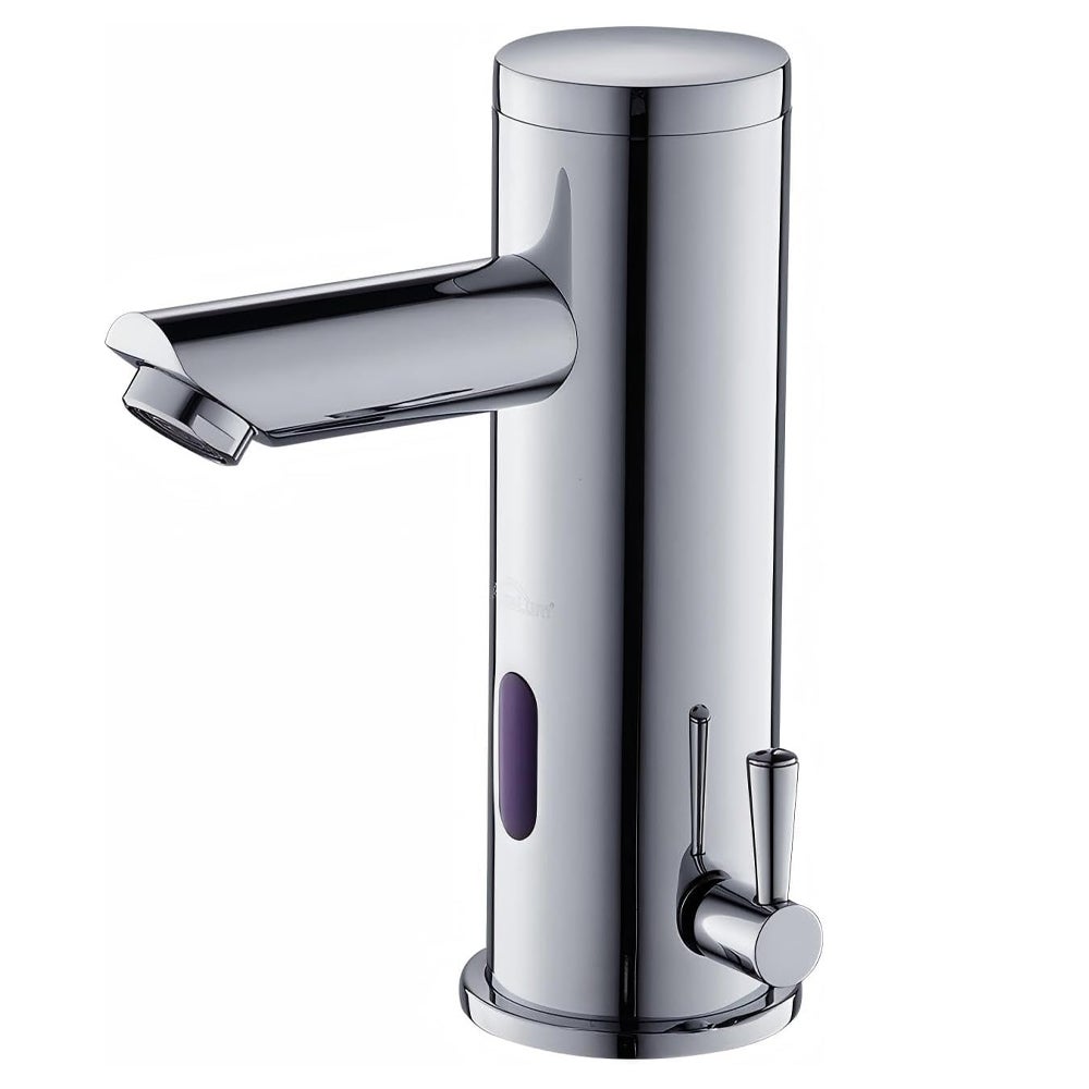 Automatyczna bateria umywalkowa na podczerwień z czujnikiem podczerwieni i perlatorem wody z jednym otworem. Materiał: miedź galwanizowana.