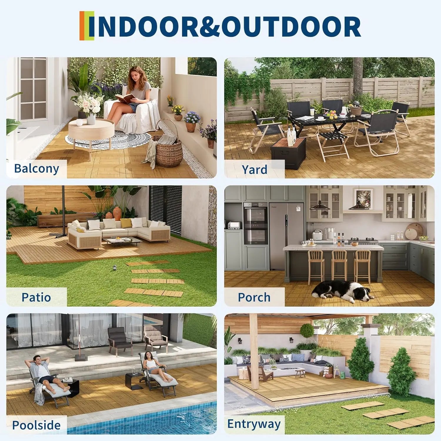ZAEWRY 22 Dalles Terrasse Emboîtables 30x30cm WPC Bois Plastique, Étanches, Clipsables, Sol Extérieur pour Balcon, Jardin, Piscine, Patio DIY - 7