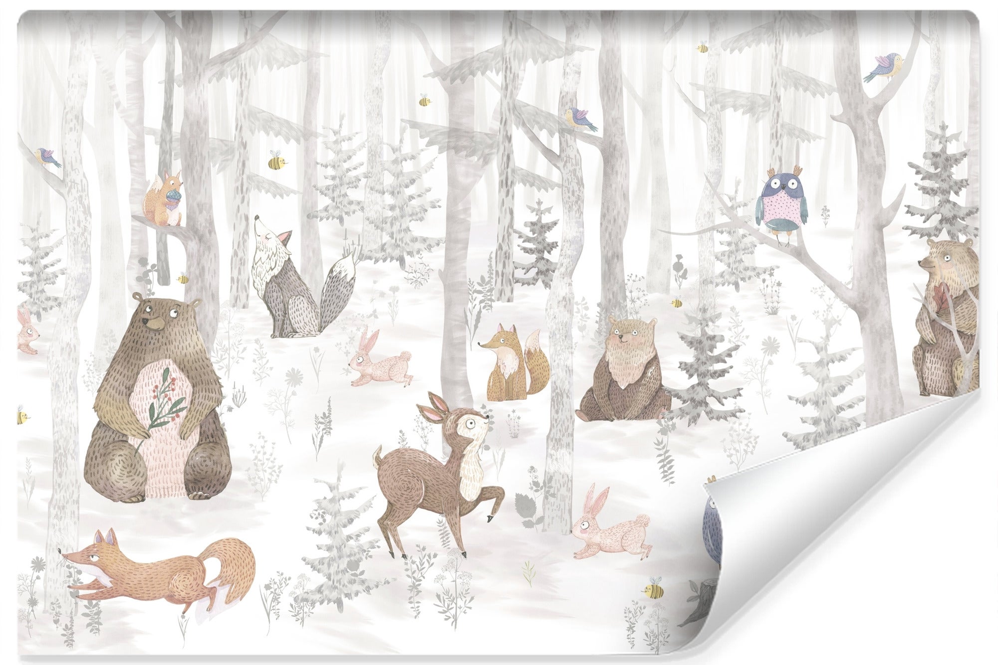 Papel pintado fotografico no tejido para habitación infantil animales bosque 450cm x 300cm