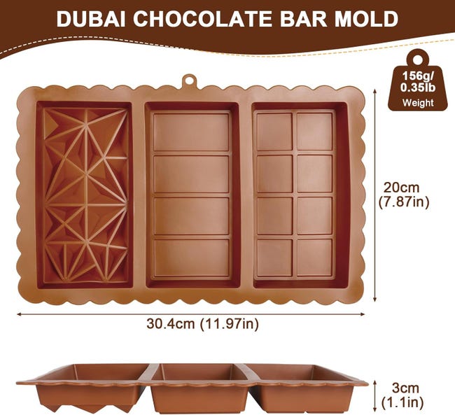 Moule Chocolat Dubai Lot De 3 Moule à Chocolat En Silicone, Moule Tablette Chocolat 2-en-1 Moule Pour Chocolat Moule Chocolat Dubai Lot De 3 Moule à Chocolat En Silicone, Moule Tablette Chocolat 2-en-1 Moule Pour Chocolat