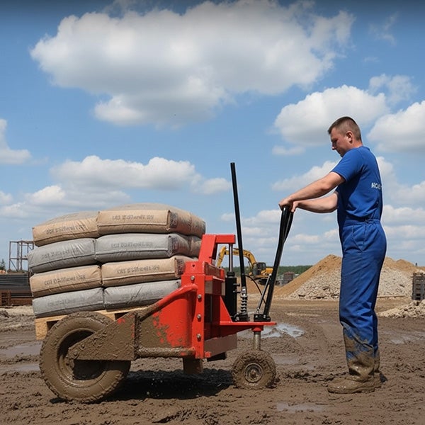 Tire palette maneul avec roues tout terrain - Chantier et usage extérieur - Fourches 1277x860mm - Capacité 1,2T - RTT12 - 5
