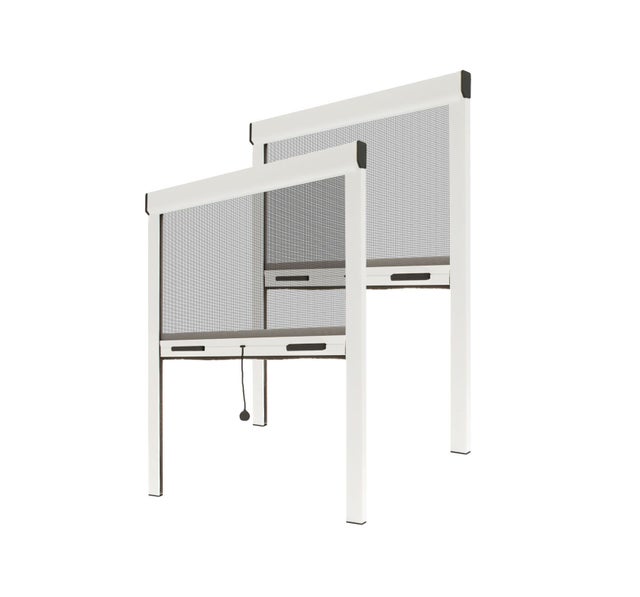 Lot de 2 moustiquaires enroulables fenêtre 160x125 cm, coffre alu blanc, Avosdim