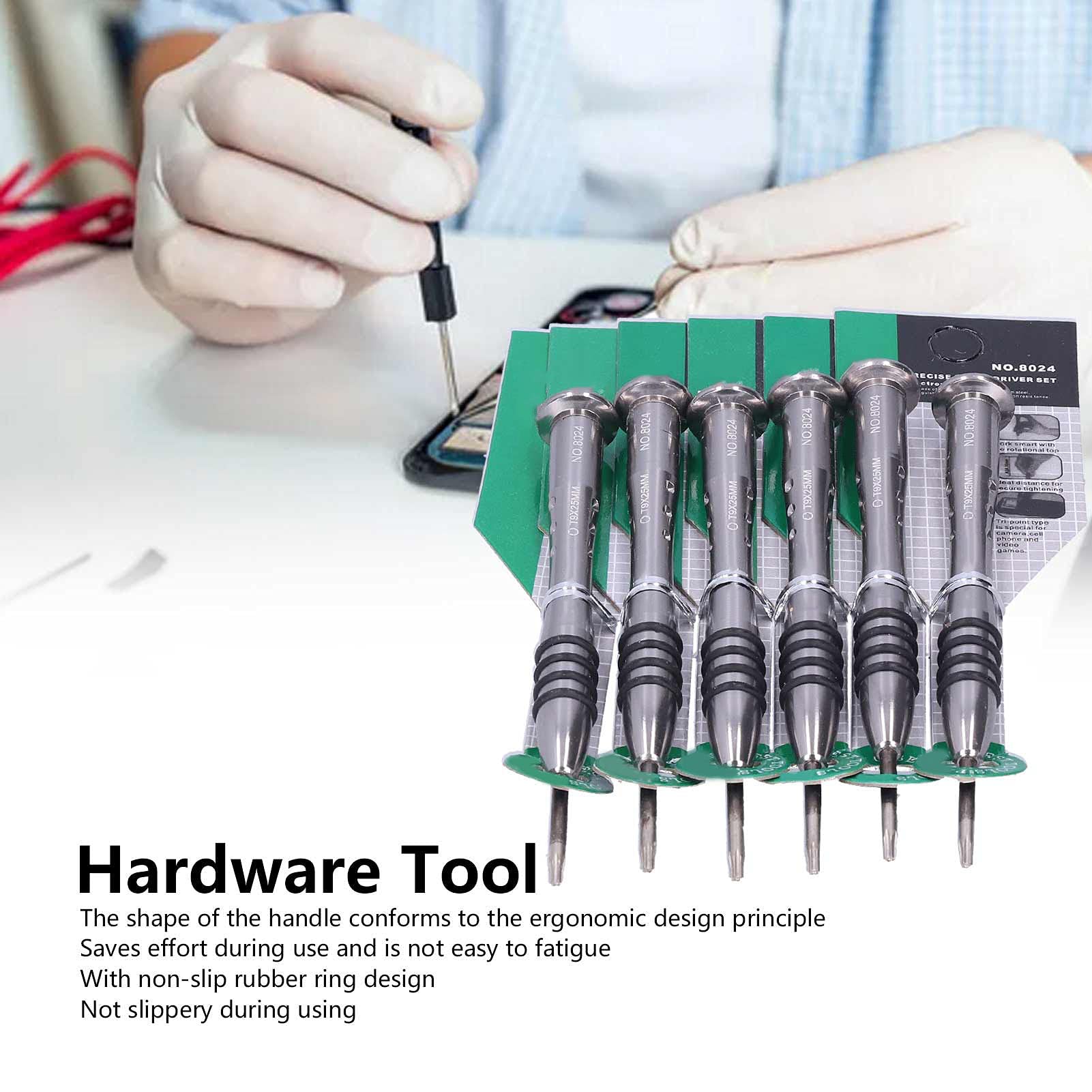 Jeu de 6 tournevis étoile en acier au chrome vanadium, kit d'outils de démontage et de réparation électronique pour téléphone portable - 9
