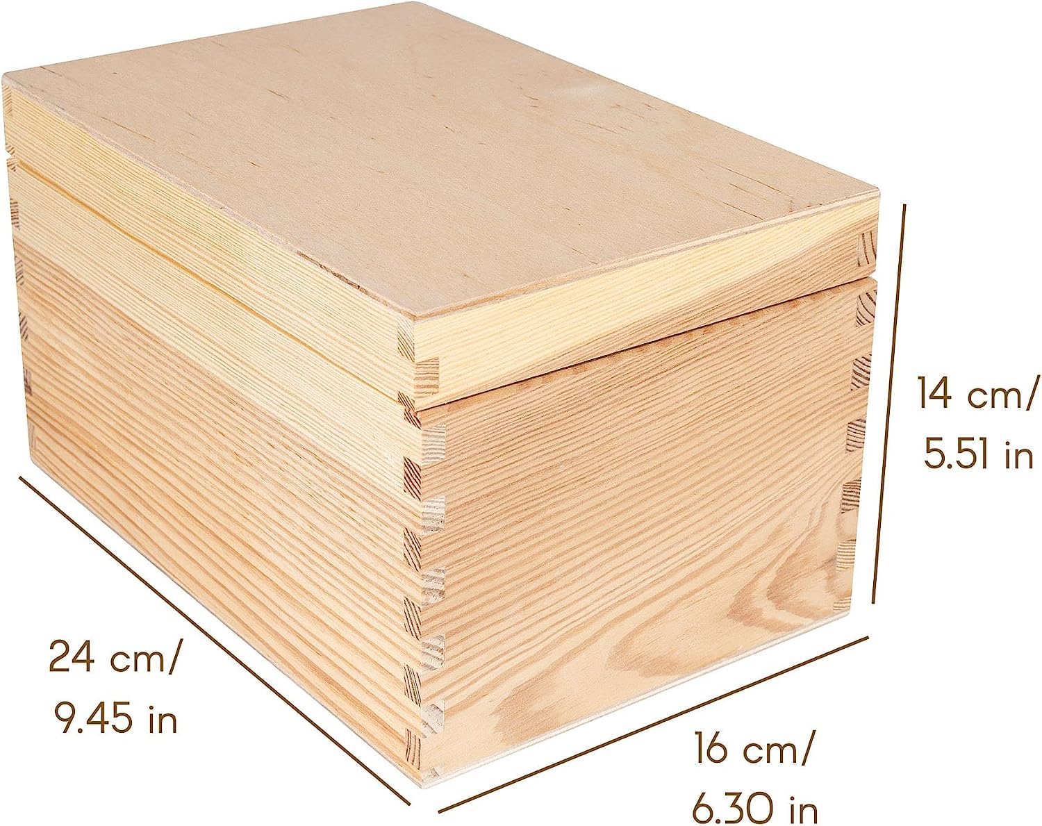 Creative Deco Boite Rangement en Bois pour CD et DVD | 16 x 24 x 14 cm | 3 Compartiments | avec Couvercle | Non-Peint| Boîte Organiseur Bureau - 5