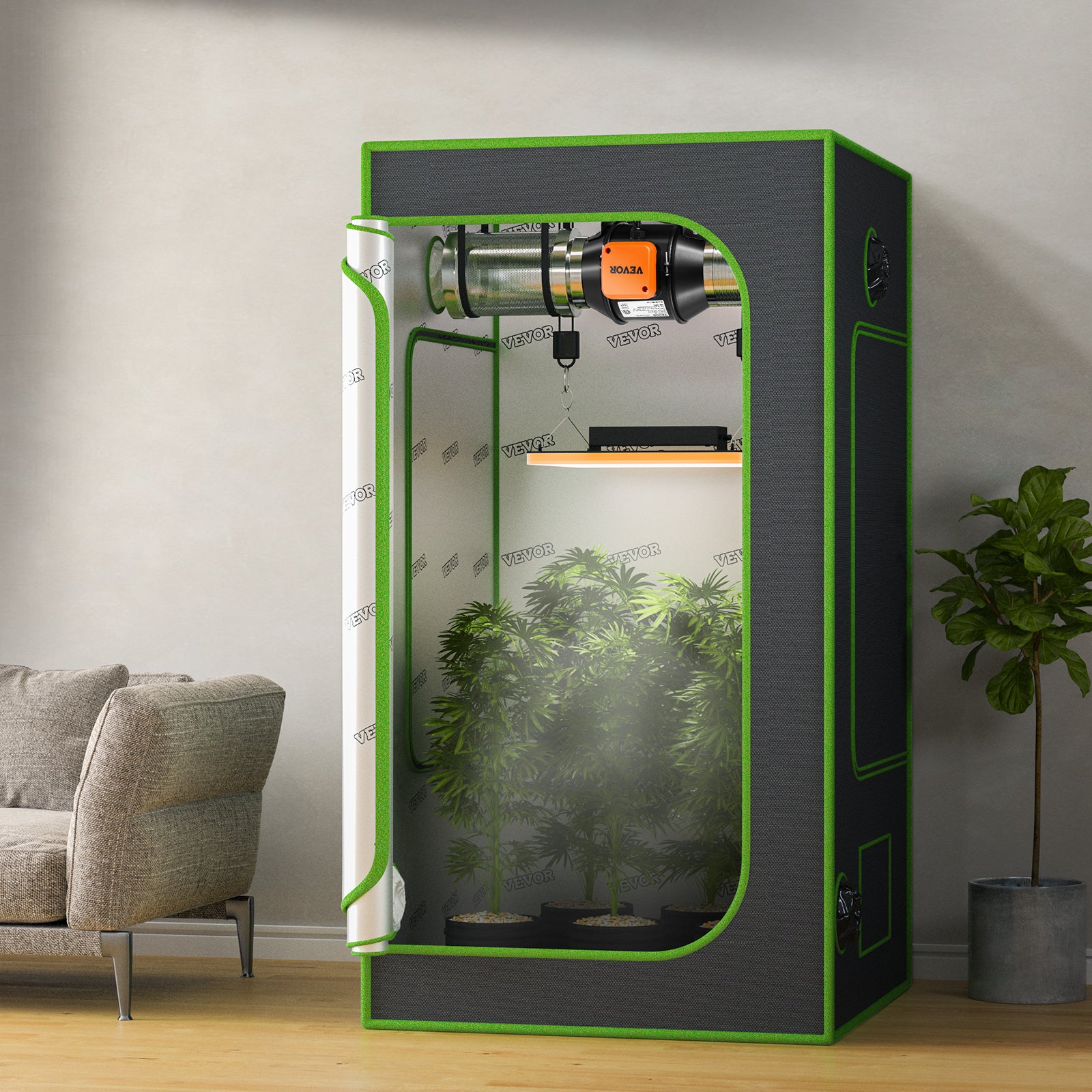 Ventilateur d'Extraction en Ligne VEVOR 100 mm Extracteur de Conduit d'Air avec Capteur de Température pour Salons Tentes Cuisines Sous-Sols - 8