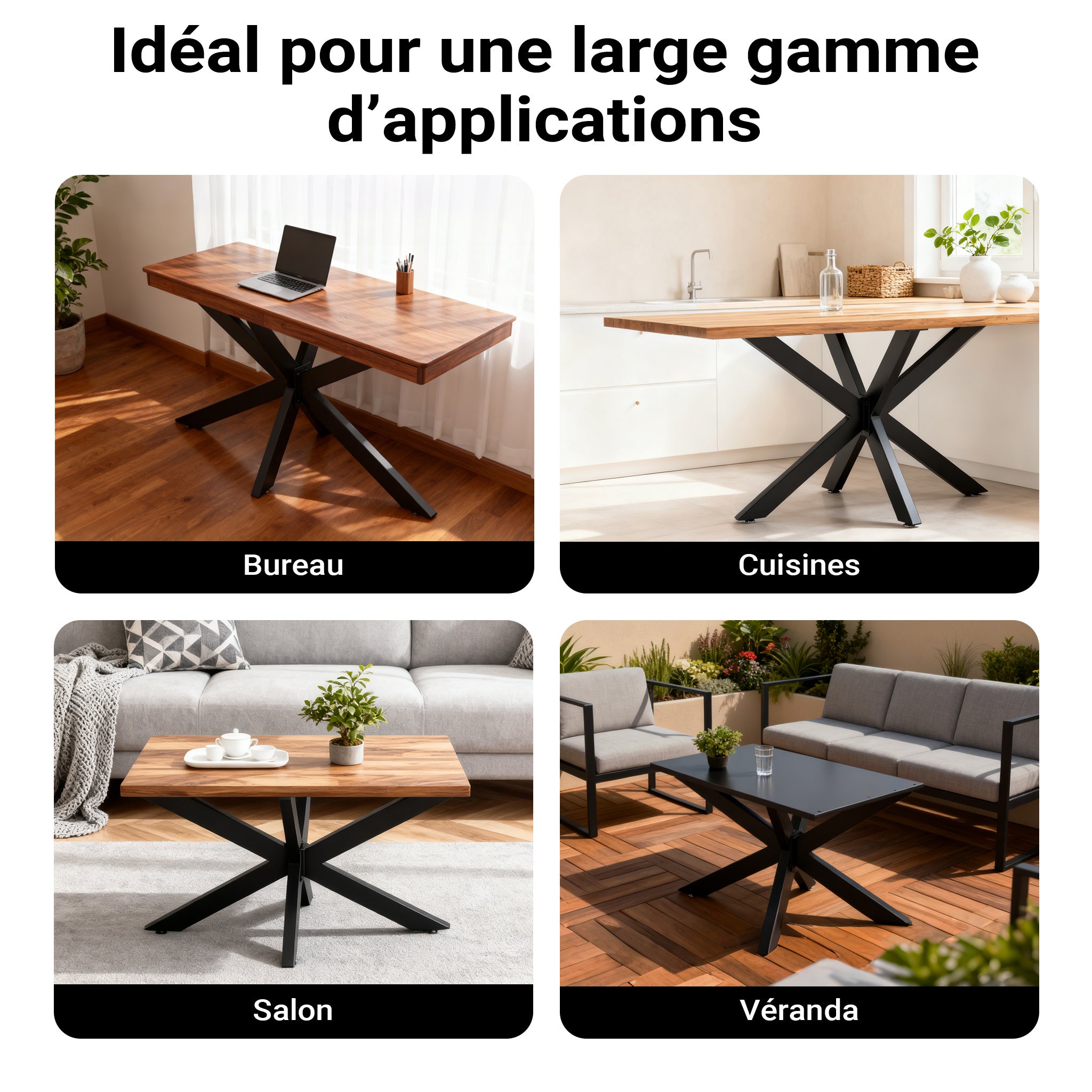 Pied de Table Spider Piètement en Acier 71x78x150cm Forme Araignée en Noir Support Surface Travail Pied de meuble Matériel de fixation… XPOtool - 8