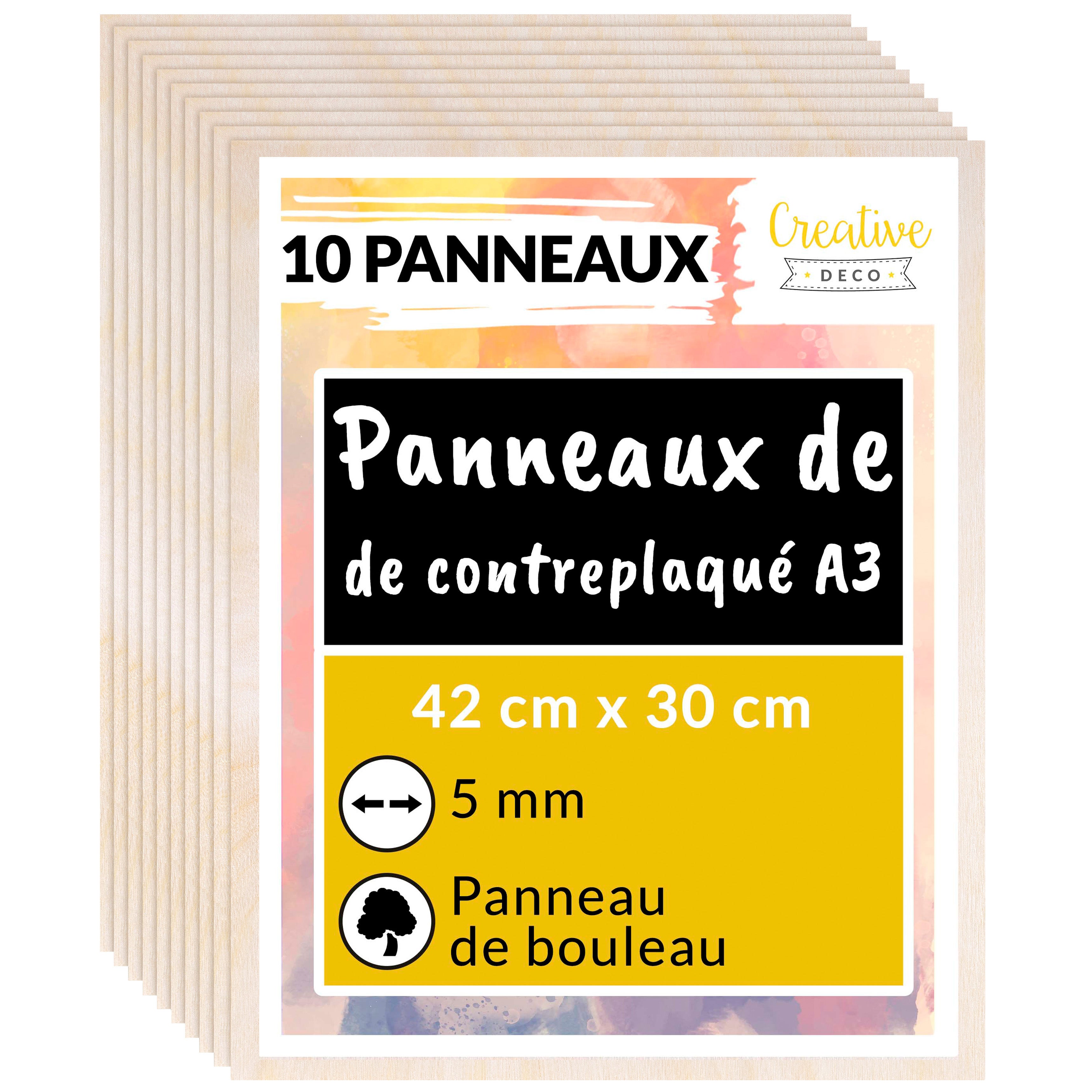 Creative Deco 10 x A3 Contreplaqué 5mm | 420 x 300 x 5mm ( /- 0,5mm
