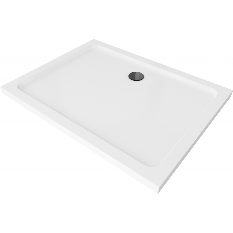 Mexen Flat brodzik prostokątny slim 80 x 70 cm, biały, syfon czarny - 40107080B