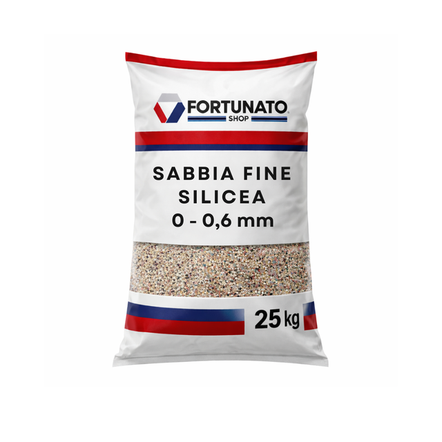 Sabbia silicea fine granulometria 0-0,6 mm finitura superfici sacco kg 25