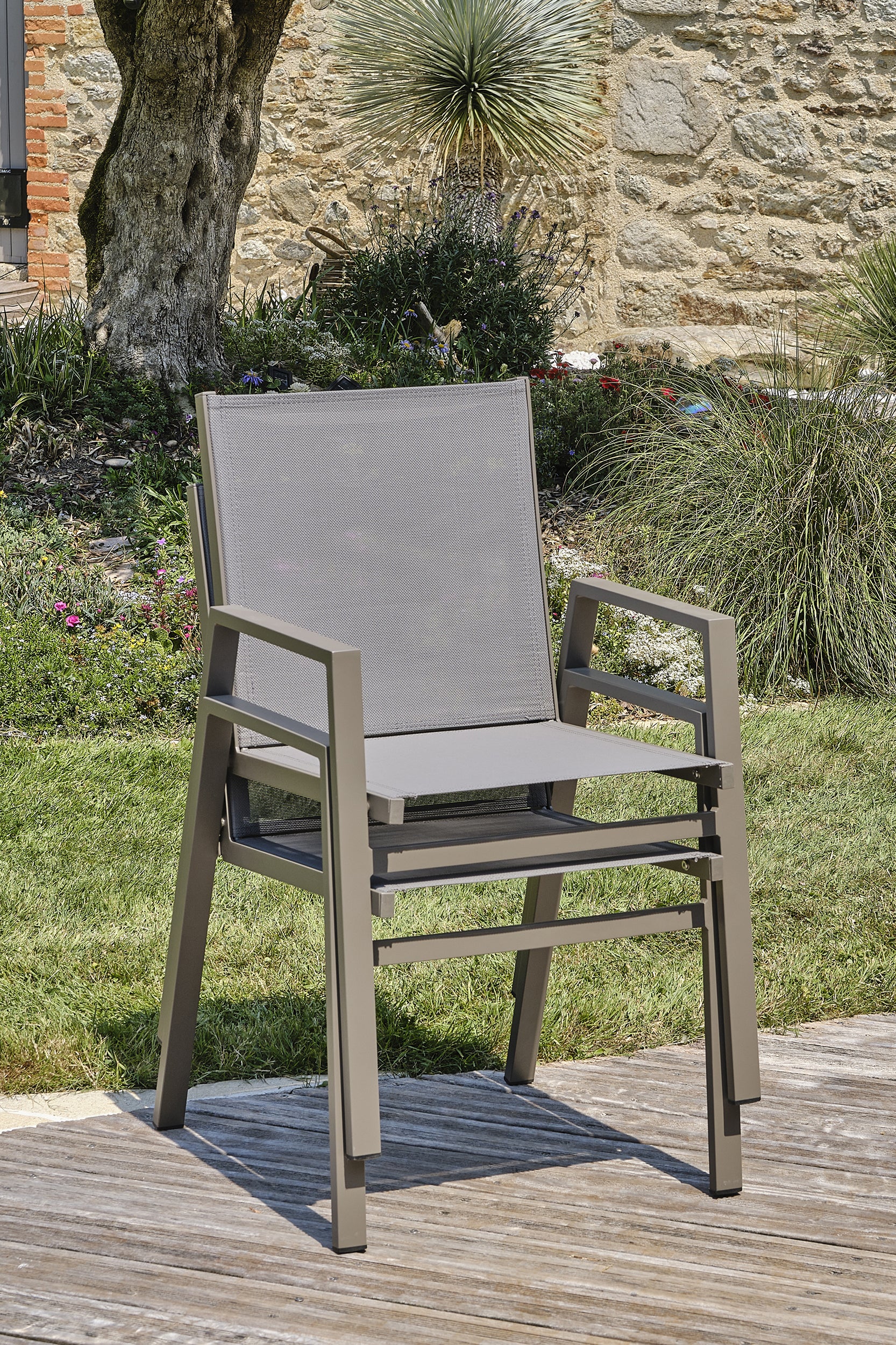 Sillón de jardín apilable de aluminio cuarzo FLORIDE - DCB GARDEN - 2