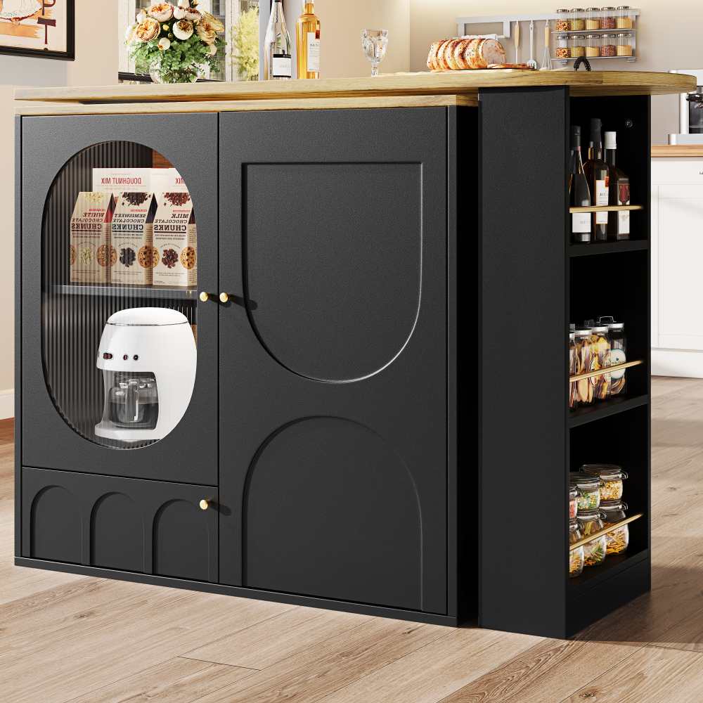 Table de bar pivotante 360° avec rangement intégré, comptoir multifonction et cuisine pratique - 3