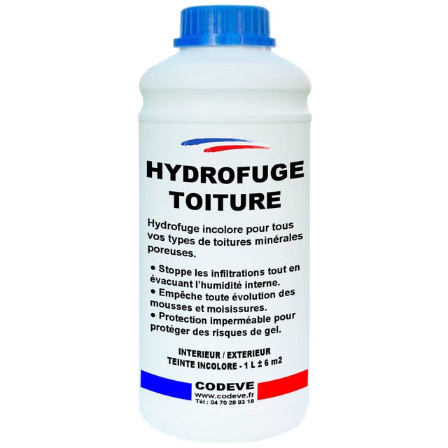 Hydrofuge Toiture - 1 L - Codeve Bois - Pour Toiture En Tuile, Ardoise, Terre Cuite, Béton, Fibrociment, Lauze.