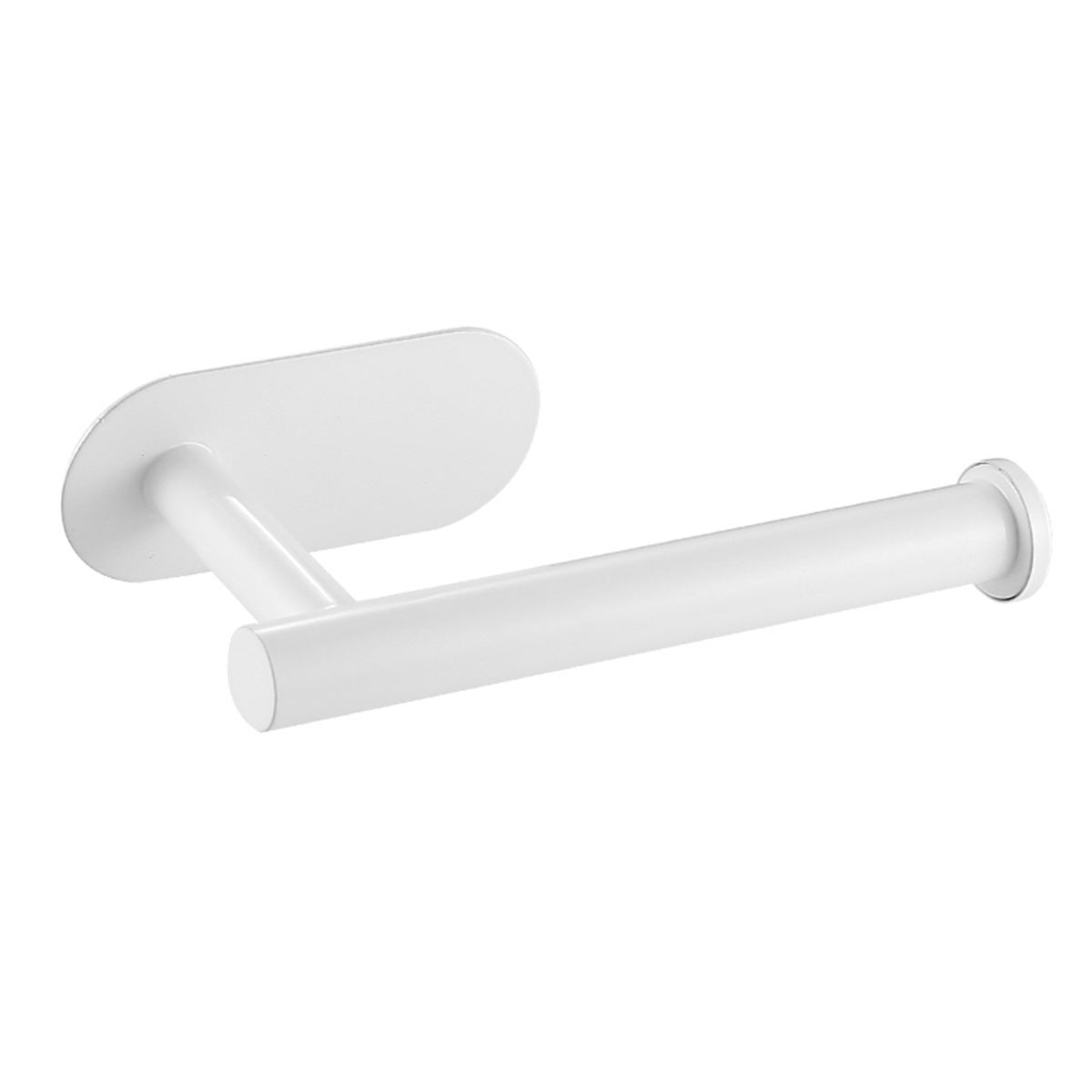 Uchwyt na papier toaletowy bez wiercenia, 16 x 8 x 4,5 cm, biały, stal nierdzewna, samoprzylepny, do kuchni, łazienki i toalety.